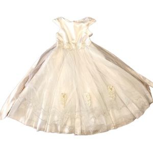 White Long dress tulle satin and lace dress for girls Sz 8